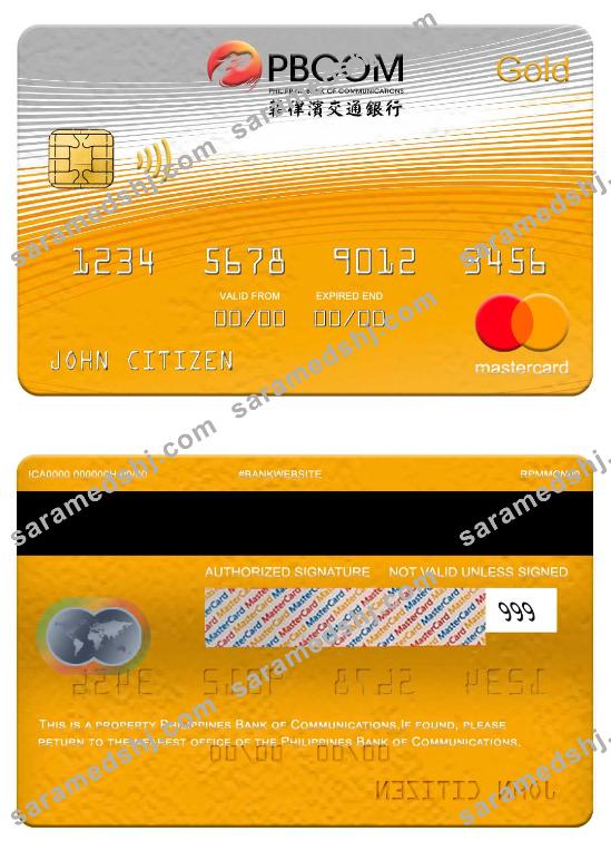 Philippines Bank of Communications mastercard gold